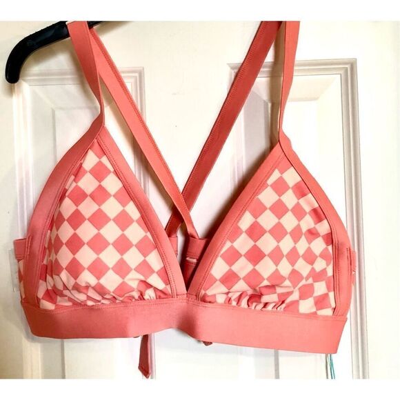 KONA SOL - NWT - L Sz 1X (16W - 18W) Halter Triangle Bikini Top in Pink & Peach - Picture 12 of 16